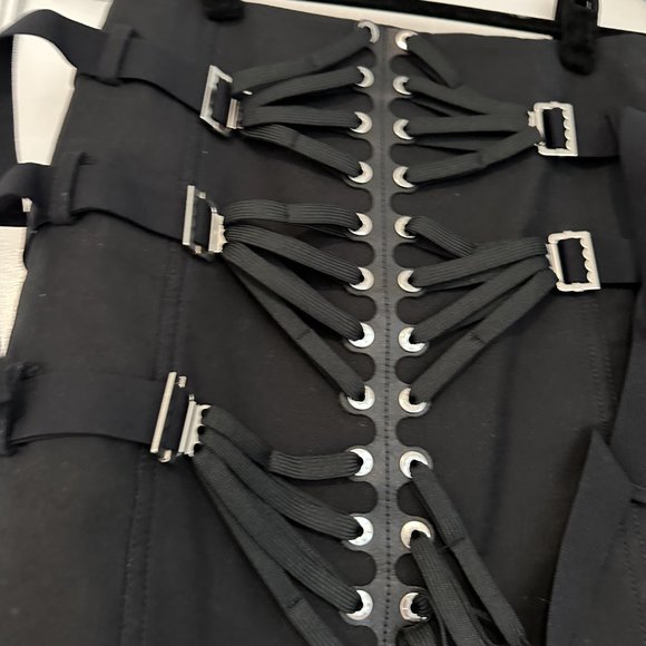 Dion Lee Lace Slider Bustier Corset Cropped Top & Skirt Set Buckle Detail Black - Picture 14 of 16